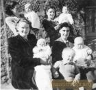 Back row on right Mrs I Wood and Janice. Front row on left Peggy Argo and child with Cameron Argo standing